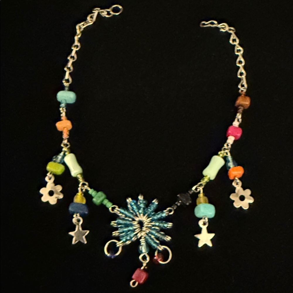 Colorful Beaded anklet with Silver Accents